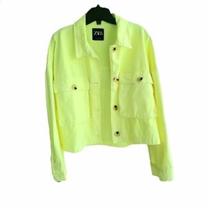 ✖SOLD✖ Zara neon yellow denim trucker jacket